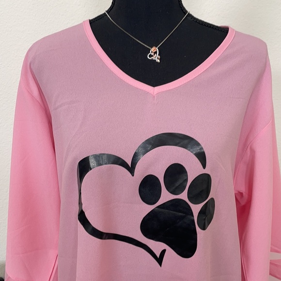 Dog Lovers IHeartDogs Long Flare Sleeve Top Size L - Picture 3 of 5